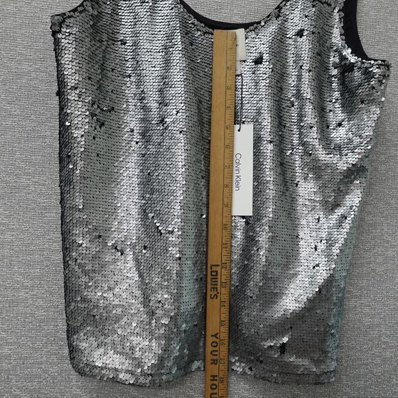 Calvin Klein Women's Sequin Tank Top Dark Gray - Size 2 - Picture 4 of 7